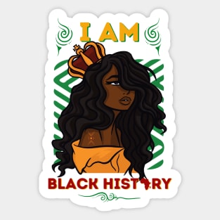 I Am Black History Month African American Afro Queen Sticker